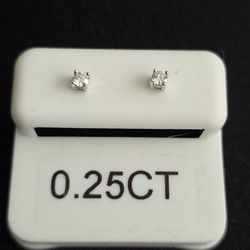 Small Sterling Silver mossinite earrings. 25