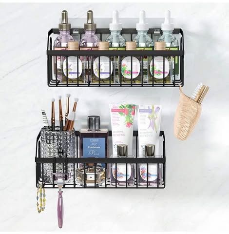 Brand new TOMIR Large Shower Caddy Rack with Hooks, No Drill Bathroom Shelves Shower Storage Basket Hanging Shampoo Holder Rustproof Wide Adhesive Wal
