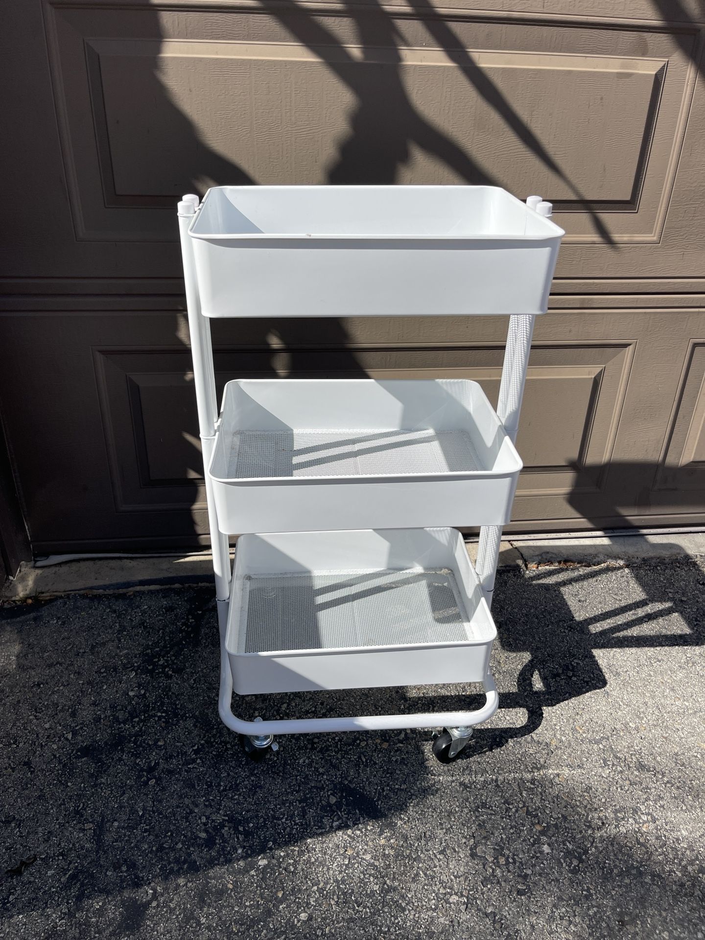 White Metal Rolling Utility Cart 3 Level 