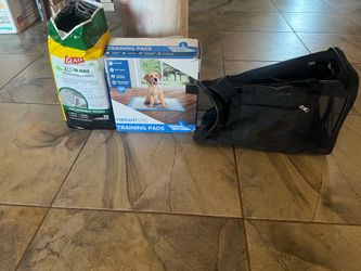 Puppy pads and carrier