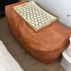 Leather Ottoman With Serving Tray