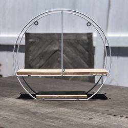 Round Metal & Wood Shelf 