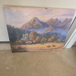 Vintage Oil On Canves Painting 