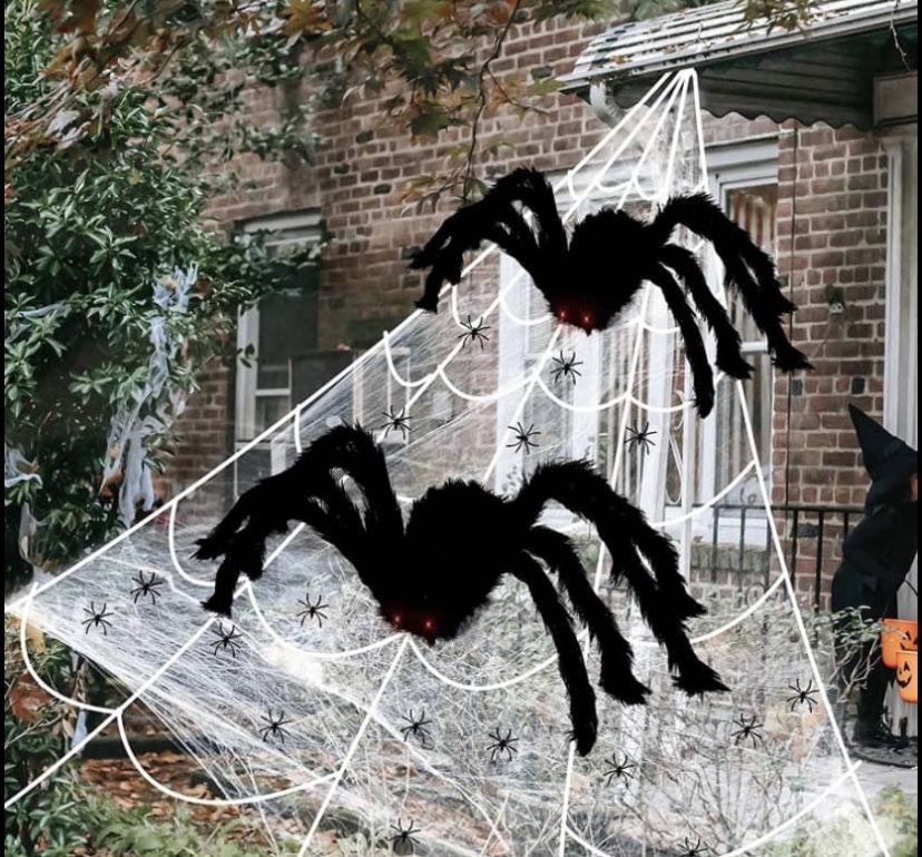 Halloween Decorations Outdoor Spider Web Decor 2 Pcs