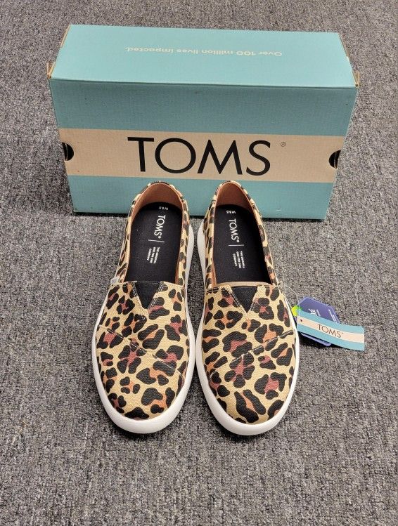 NIB TOMS Women Alpargata Mallow Classic Leopard Cheetah Print Slip On Size 8.5