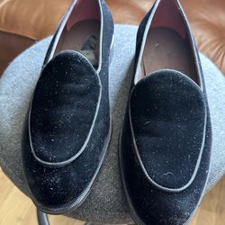 Black tuxedo Italian slip on shoes, velvet size 10