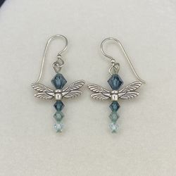 Sterling Beaded Dragonfly Earrings 