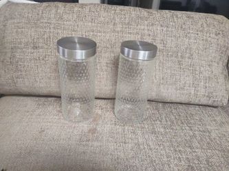 Glass Canisters With Little Bumpy Glass Design. Flawless. 