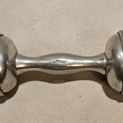 Vintage Lenox Pewter Baby Rattle Toy Collectible Silver Tone 4" Made In USA