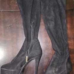 Black Thigh High Boots Size 10