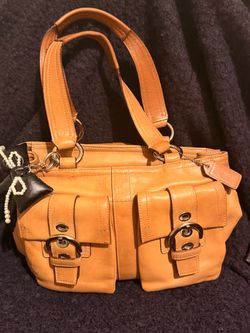 Vintage Coach Soho Tan Leather Double Pocket Satchel Shoulder Bag F08A09 Y2K