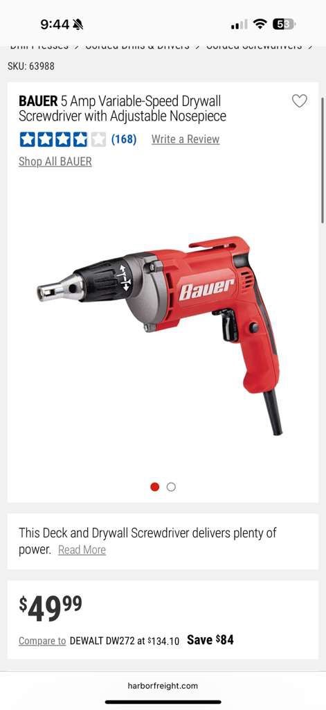 5 Amp Variable-Speed Drywall Screwdriver with Adjustable Nosepiece