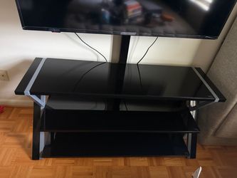 3-Tier Black Glass TV Stand with Mount