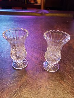 Beautiful Pair of Mini Ornate Glass Bud Vases