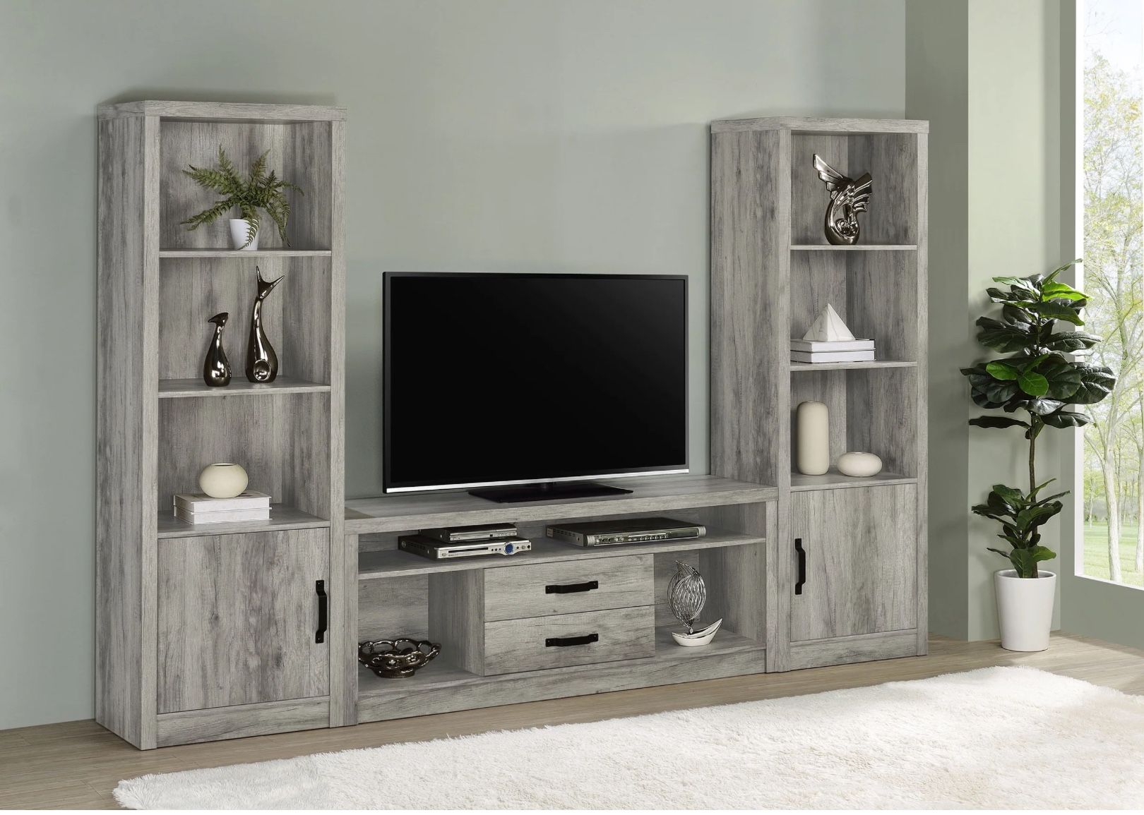 4th Of July Sale ! 3 Pc 59” Inch Tv Entertainment Center Grey.