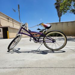 Custom Beach Cruiser  w/ Chrome Wide Swirl Handle Bars and Stylish Side Rear Mirrors 