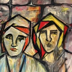 M WEITZMAN VINTAGE MID CENTURY MODERN CUBIST ABSTRACT OIL PAINTING OLD CUBISM 67