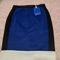 Nwt Womens Size Small Seamer Pencil Skirt White Black Blue