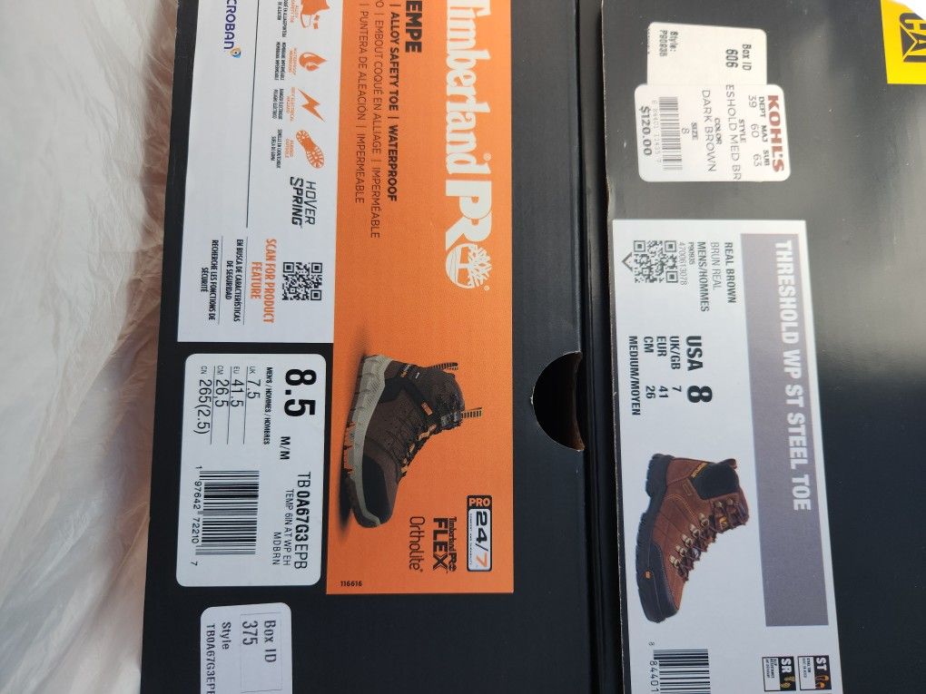NEW IN THE BOX WORK BOOTS SIZE 8 AND 8.5 MENS