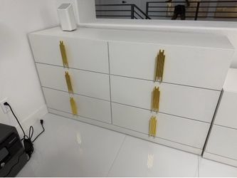 *NEW* White Dresser with Gold Embellishments