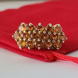 ❤️14k Size 6 Beautiful Solid Yellow Gold Citrine Cocktail Ring!/ Anillo de Oro con Citrinos! 👌🎁Post Tags: Anillo de Oro