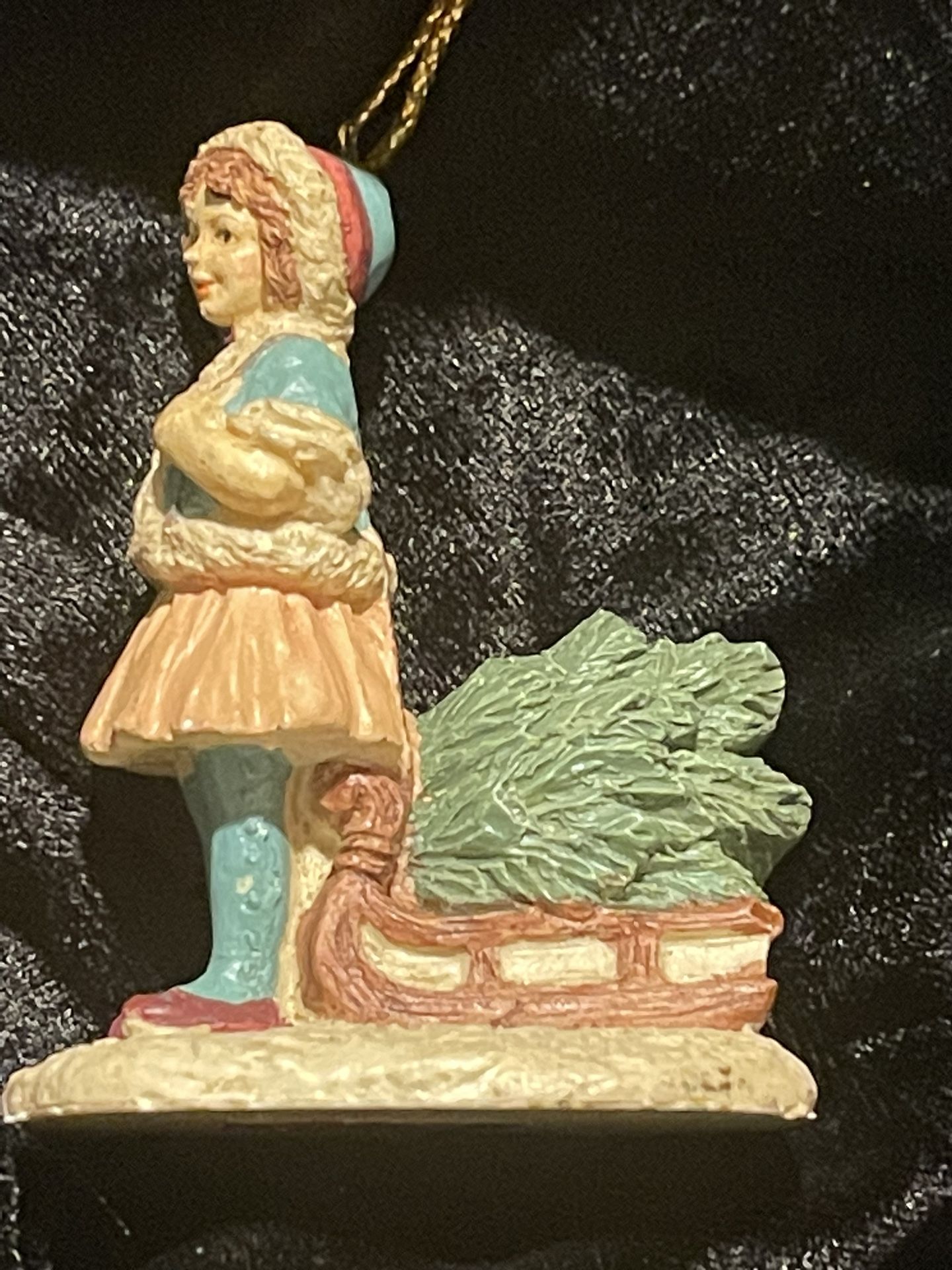 Vintage Girl With Christmas Tree Christmas Ornament