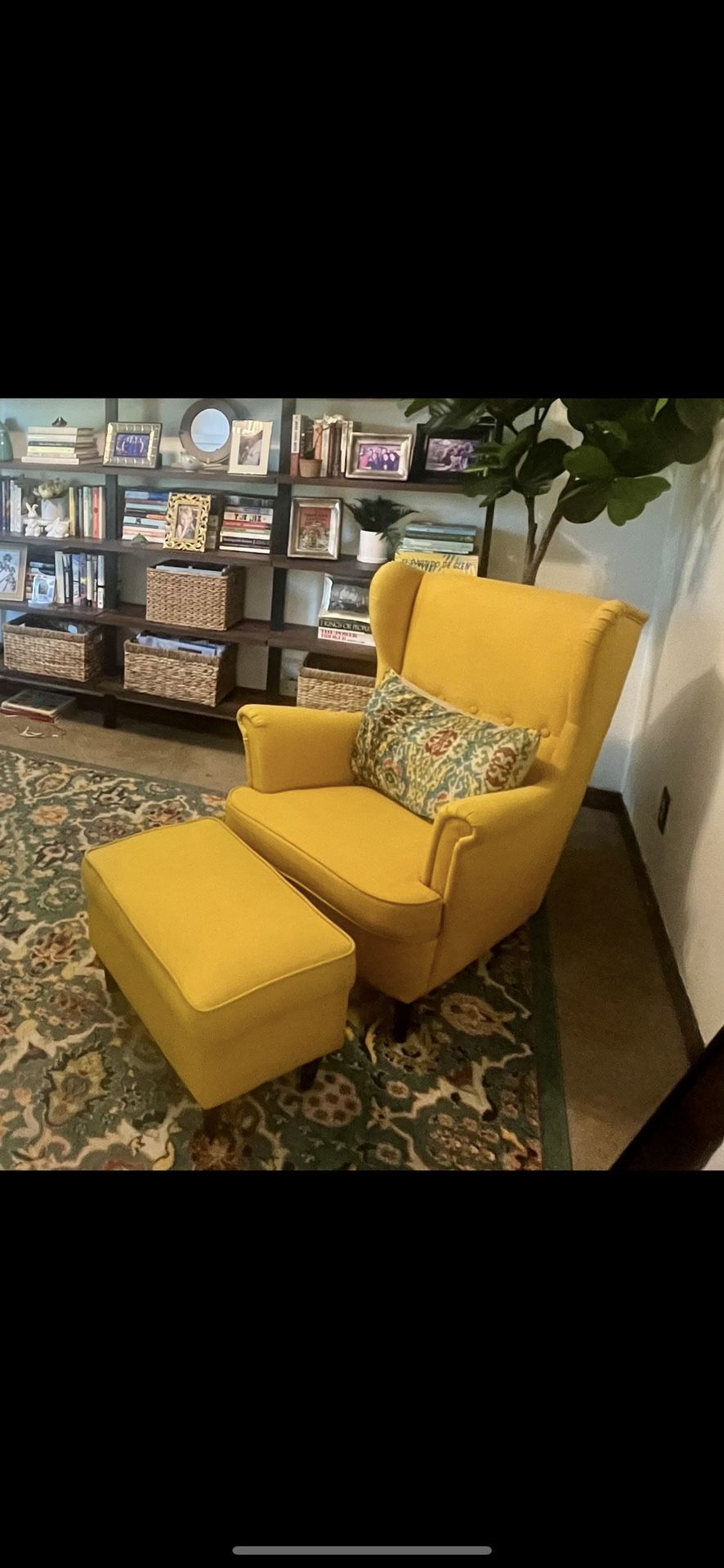Yellow Ikea Strandmon Chair And Ottoman