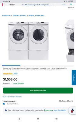 Like New Samsung washer and gas dryer set