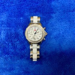 Michele Tahitian Ceramic Stainless Steel White Diamond Ladies Watch Wristwatch Timepiece Luxury Brand MWW12C000001 White Dial Bezel Band