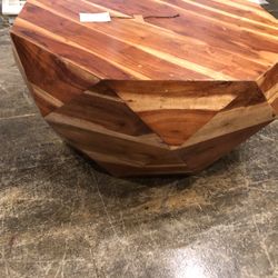 Unique Modern Geometric Acacia Wood Coffee Table 33”wide
