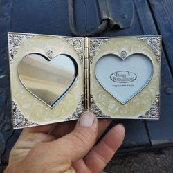 Things Remembered Romantic 2 Heart Panels Folding Silver Photo Frame & Mirror