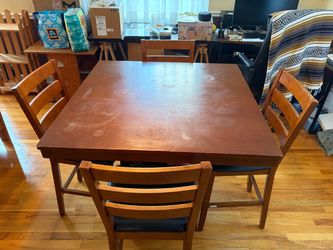 Wood Dining Table with 4 Chairs