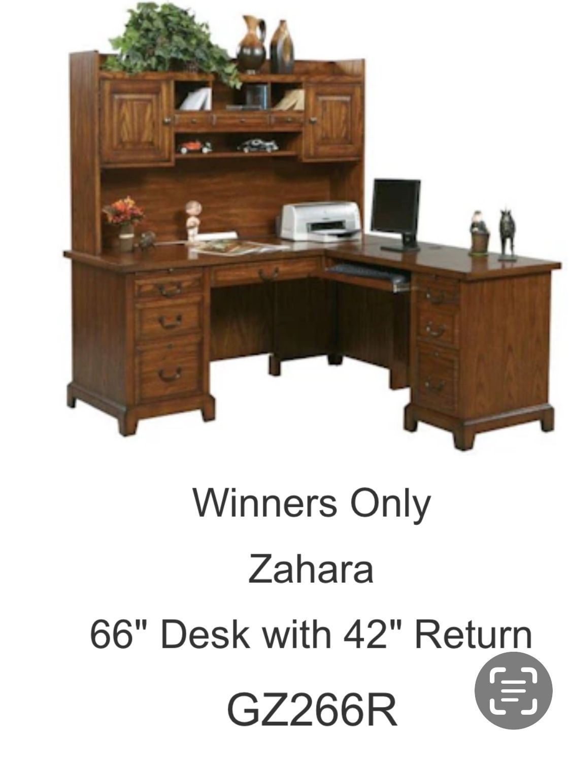 Desk GZ266R L Desk With Hutch. Wood Winners Only Brand
