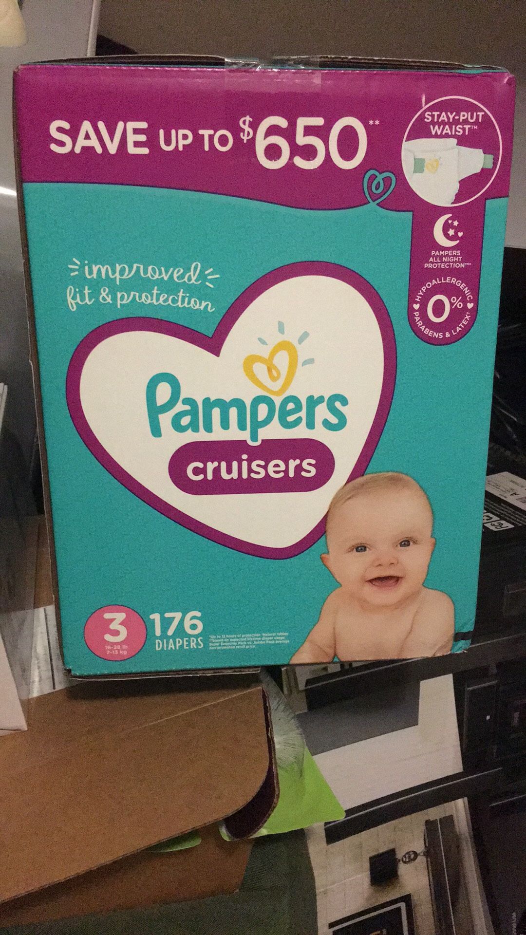 Pampers cruisers diaper size 3 176 counts and free 8 packs of huggies wipes