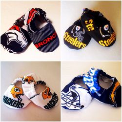Handmade team baby booties