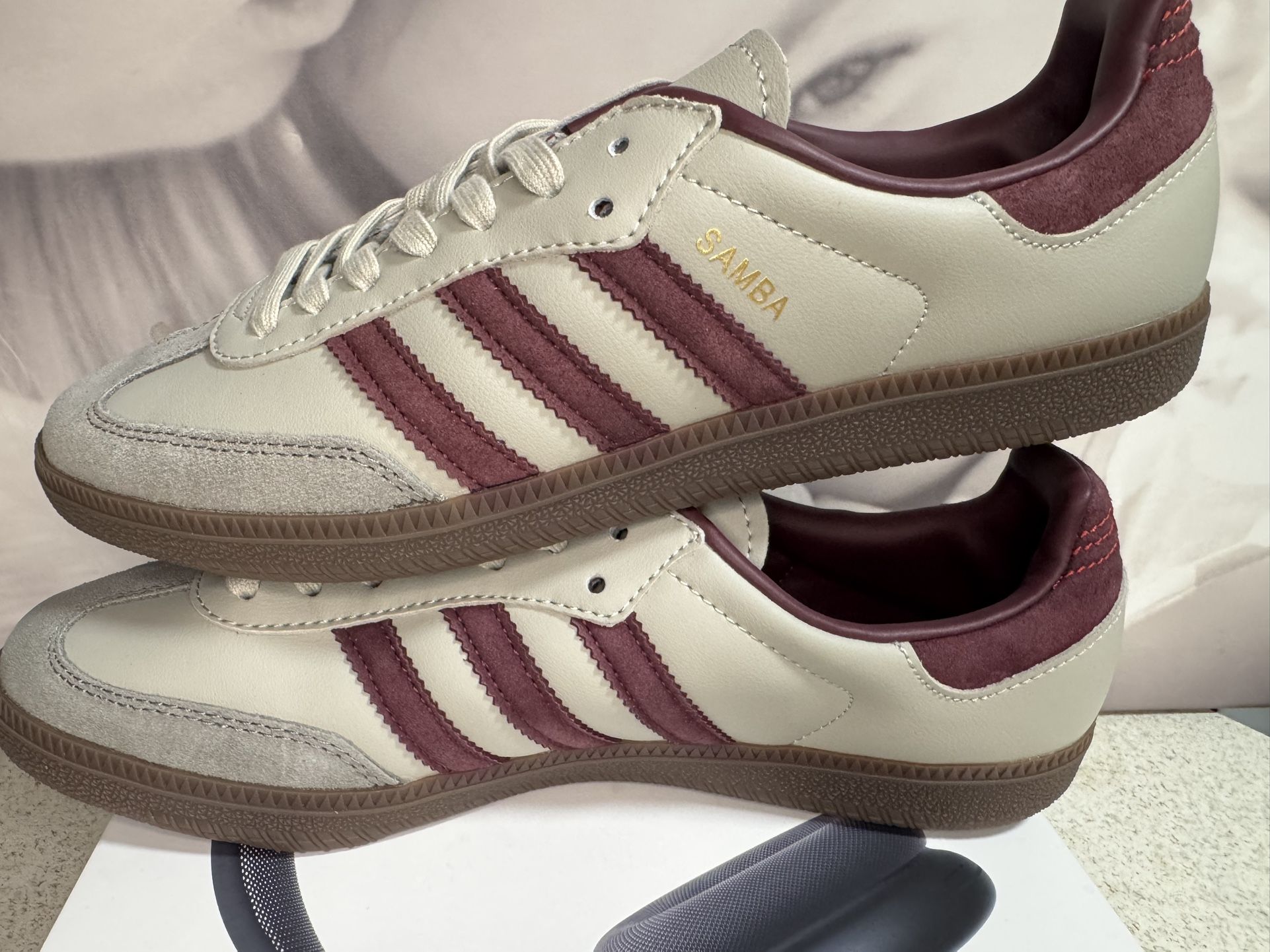 Ad Samba Sneakers – Size 7.5 – Cream/Burgundy