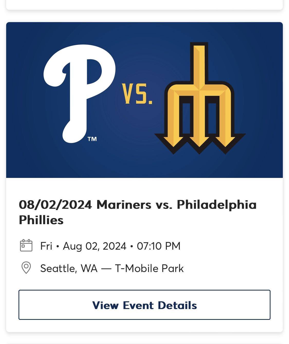 Seattle Mariners vs Philadelphia Phillies (8/2/24)-Price Per Ticket