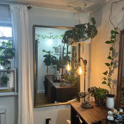 1960s Vintage Mirror – Heavy & Excellent Condition – 4 ft 1 in x 2 ft 10 in