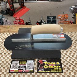 KRAFT TOOLS 12" x 4" Blue Steel Pool Trowel with a Camel Back