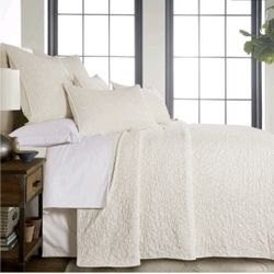 $90🌹 ⚜ Homthreads : King Bedspread Set 2 shams (100% Polyester) - Beige H507