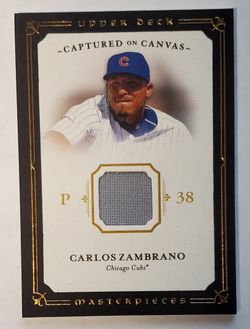 2008 Upper Deck Masterpieces Carlos Zambrano Captured on Canvas Jersey Chicago Cubs MLB