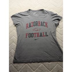 Nike Arkansas Razorbacks Football Graphic Tee Gray Slim Fit Womens XL