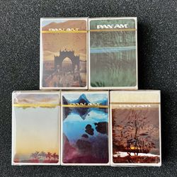 Vintage Pan Am 5‑Deck Bundle – Morocco, England, New Zealand, Africa, Hawaii – Sealed 1970s