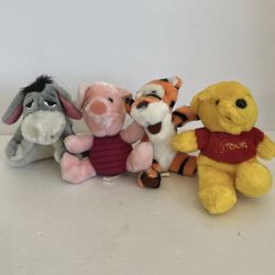 Lot of 4 VTG Disney Sears Plush Eeyore Pooh Piglet Tigger