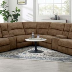 Brand New Brown Super Plush Power Reclining Sectional Sofa 