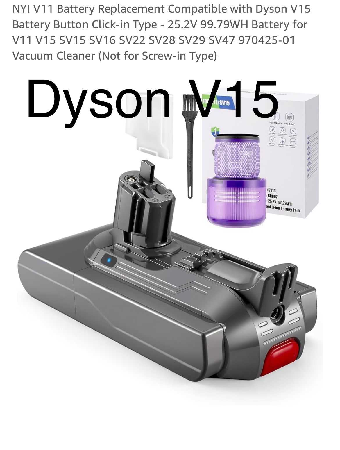 Battery Replacement Fit Dyson V11 Or V15 Clip On