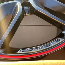 NEW 14-18 Corvette C7 Split Spoke OEM Black Rear Wheel w/ Red Stripe 20x[hidden information]