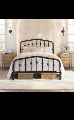 Full-size IKEA bed frame with mattress