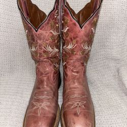 Pink Dan Post Women’s Cowgirl Boots size 9 Square Toe