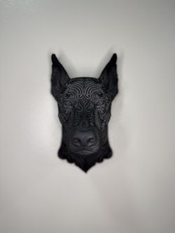 Doberman Pinscher Wall-Head — Gloss Black | 3D Printed Wall Decor